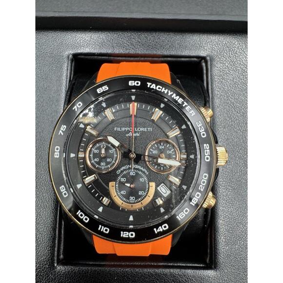 Filippo Loreti Ascari Monza Black Rose Gold Tiger Rubber Chronograph 42mm New